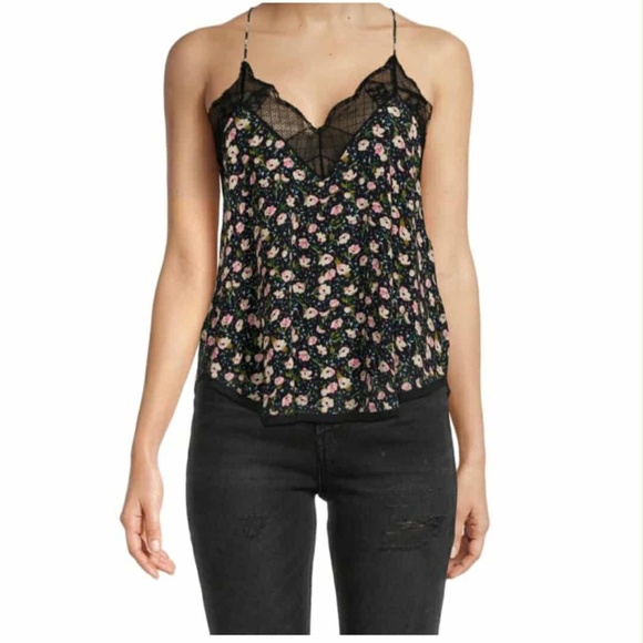 Zadig & Voltaire NWT Christy Anemone Floral Print Racerback Coquette Lace Tank L - Picture 6 of 12
